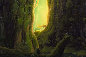 Fotograma de La princesa Mononoke (1997) de Hayao Miyazaki. Ciervos en el bosque. Ecología y tradición
