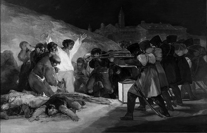 Los fusilamientos del 3 de mayo de Francisco de Goya en Blanco y Negro. Segunda parte del análisis historiográfico completo. Estilo y revolución.