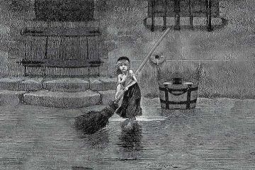 Cosette Sweeping (1862) de Émile Bayard. Portada de Los miserables de Victor Hugo