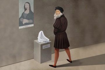 Revenge, obra de Marco Melgrati. Da Vinci orinando en La fuente de Duchamp. Arte en Cultugrafía, difusión y crítica cultural.