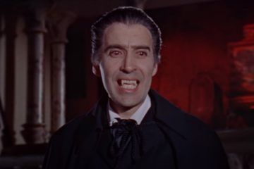 Fotograma de la película Drácula, de la Hammer Films. Protagonizada por Chrispoher Lee (Drácula) y Peter Cushing (Van Helsing). Año 1959.
