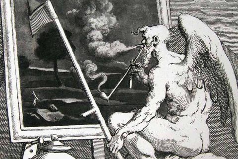El tiempo ahumando una pintura. Grabado de William Hogarth (1732). Articulo sobre pensamiento critico de cultugrafia difusion y critica cultural. Reflexiones sobre el tiempo, de Henri Bergson a Carlos Fraga