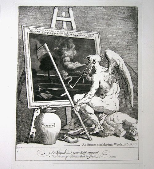 El tiempo ahumando una pintura William Hogarth (1732).