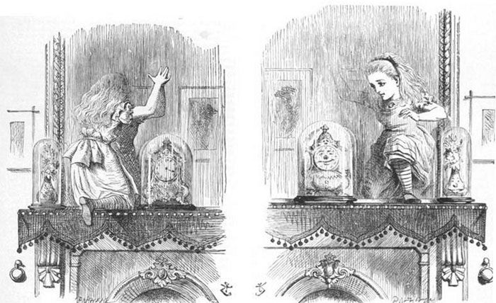 Ilustración de A través del espejo y lo que Alicia encontró allí, de John Tenniel.