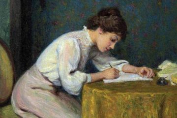 Mujer joven, escribir una carta (1874). Federico Zandomeneghi.