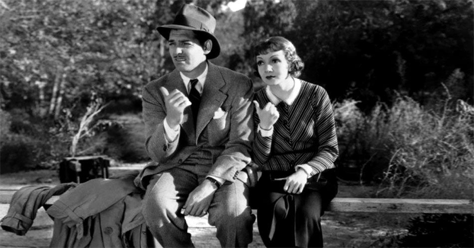 Clark Gable y Caludette Colbert en Sucedió una noche.