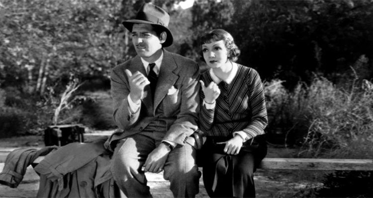 Clark Gable y Caludette Colbert en Sucedió una noche (Frank Capra, 1934). Comentario sobre el cine de hollywood y el realismo poético francés.