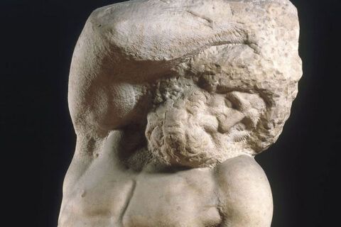 el Esclavo Barbudo (también conocido como Prisionero Barbudo), una escultura de mármol inacabada del artista renacentista Miguel Ángel.