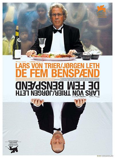 El cineasta Jørgen Leth padecerá a Lars Von Trier y sus “dogmáticas” normas en el original experimento Cinco Condiciones (2003). Sin duda, se trata de la propuesta más humorística de la carrera del danés, junto a El jefe de todo esto (2006),